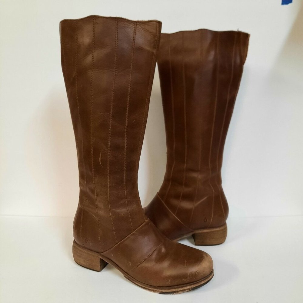 Olukai Knee High Boots Kumukahi Size Zip Womens Size 7.5 Brown Leather Ladies